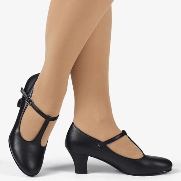 Black 2" Heel T-Strap Character Shoes NEW IN BOX - Picture 2 of 6